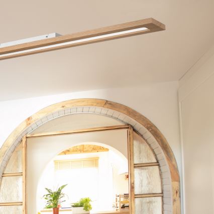 Brilagi - LED RGBW Панель з регулюванням яскравості WOODY FRAME LED/34W/230V 11,5x123 см 2700-6500K дуб + пульт дистанційного керування