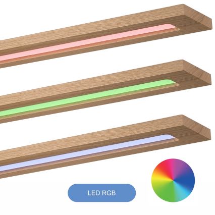 Brilagi - LED RGBW Панель з регулюванням яскравості WOODY FRAME LED/34W/230V 11,5x123 см 2700-6500K дуб + пульт дистанційного керування