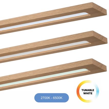 Brilagi - LED RGBW Панель з регулюванням яскравості WOODY FRAME LED/34W/230V 11,5x123 см 2700-6500K дуб + пульт дистанційного керування