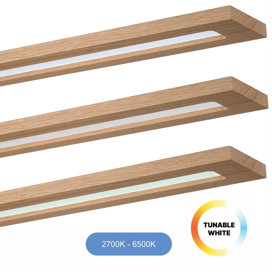 Brilagi - LED RGBW Панель з регулюванням яскравості WOODY FRAME LED/34W/230V 11,5x123 см 2700-6500K дуб + пульт дистанційного керування