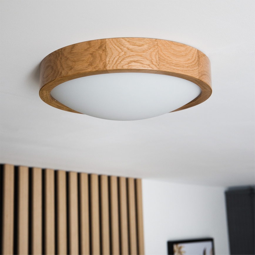 Brilagi - LED RGBW димований стельовий світильник CARVALHO SLIM 1xE27/15W/230V 2700-6500K Wi-Fi, дуб, діаметр 27 см