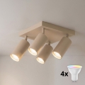 BRILAGI - LED RGBW точковий світильник SELE SQUARE з регулюванням яскравості 4xGU10/6,5W/230V 2700-6500K бежевий