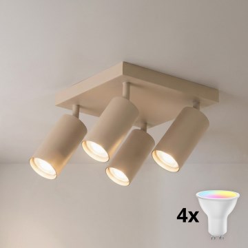 BRILAGI - LED RGBW точковий світильник SELE SQUARE з регулюванням яскравості 4xGU10/6,5W/230V 2700-6500K бежевий