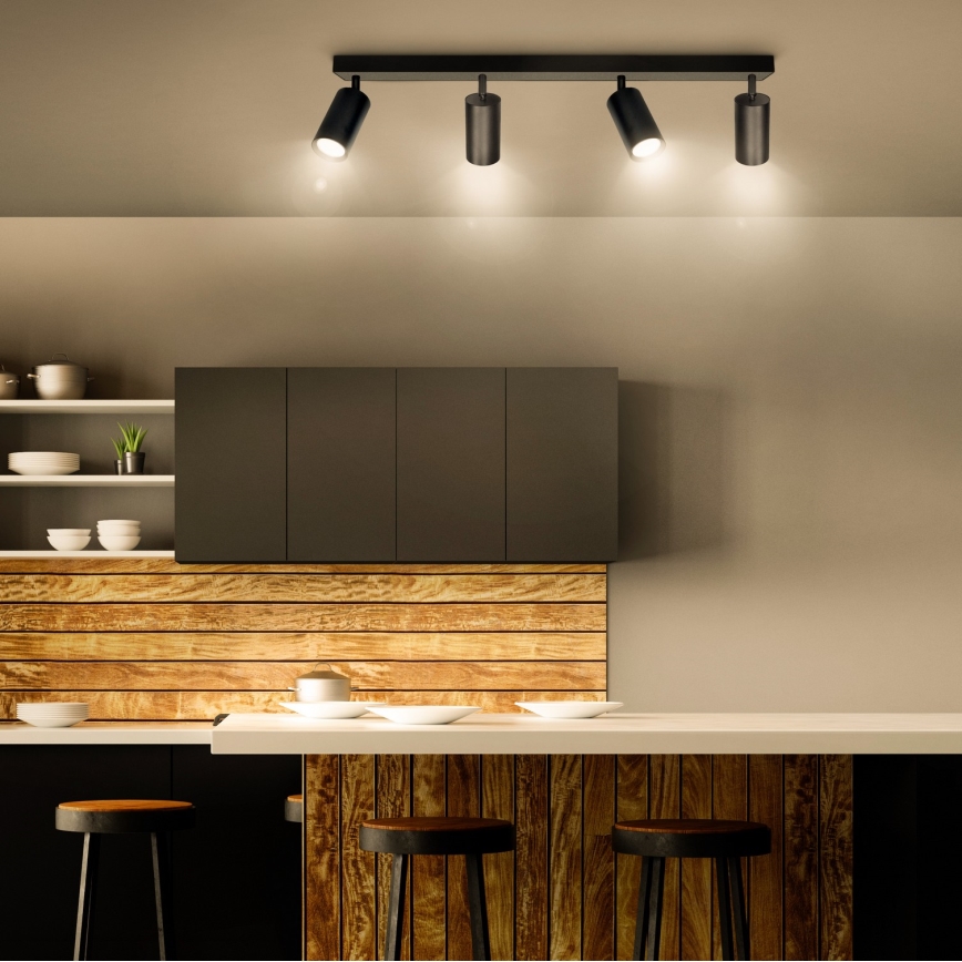 Brilagi - LED RGBW точковий світильник з регулюванням яскравості SELE 4xGU10/6W/230V 3000K чорний + пульт дистанційного керування