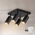 BRILAGI - LED RGBW точковий світильник з регулюванням яскравості SELE SQUARE 4xGU10/6,5W/230V 2700-6500K чорний/золотий