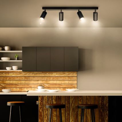 Brilagi - LED RGBW регульований точковий світильник SELE 4xGU10/4,8W/230V 3000K чорний/золотий + пульт дистанційного керування
