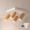 BRILAGI - LED RGBW точковий світильник зі змінною яскравістю SELE SQUARE 4xGU10/6,5W/230V 2700-6500K білий/декор дуба
