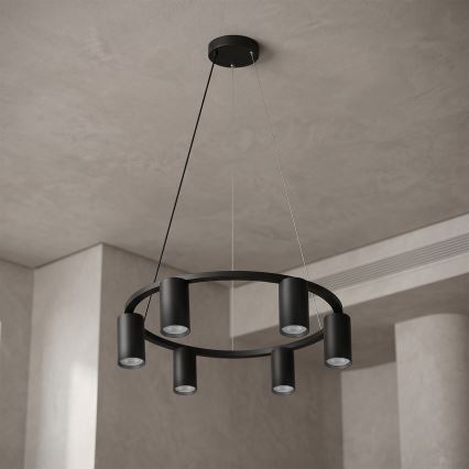 BRILAGI - LED RGBW зі змінною яскравістю підвісна люстра на тросі SELE 6xGU10/6,5W/230V 2700-6500K чорна + пульт дистанційного керування