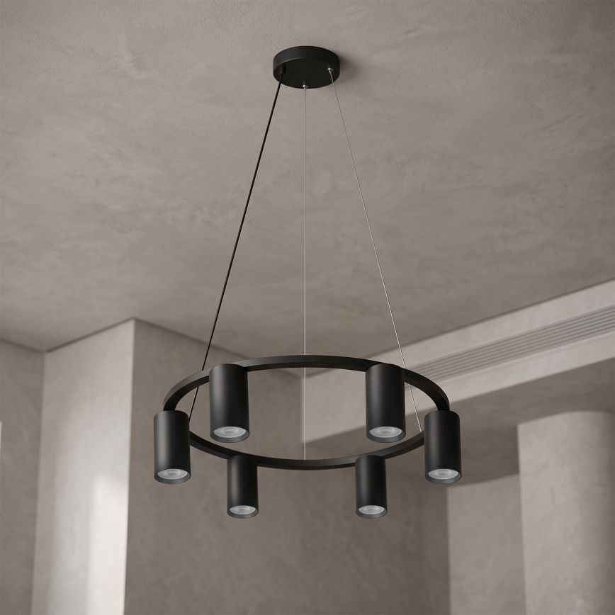 BRILAGI - LED RGBW зі змінною яскравістю підвісна люстра на тросі SELE 6xGU10/6,5W/230V 2700-6500K чорна + пульт дистанційного керування