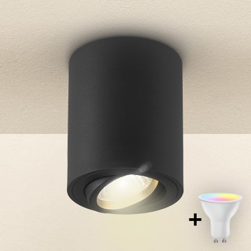 Brilagi - LED RGBW затемнюваний точковий світильник MIA 1xGU10/4,8W/230V 3000K 100x80 mm чорний + пульт дистанційного керування