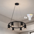 BRILAGI - LED RGBW зі змінною яскравістю підвісна люстра на тросі SELE 6xGU10/6,5W/230V 2700-6500K чорна + пульт дистанційного керування