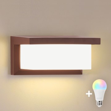 Brilagi - LED RGBW зовнішній настінний світильник BRICKY із регульованою яскравістю 1xE27/9W/230V 2700-6500K IP54 коричневий
