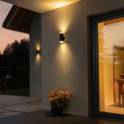 Brilagi - LED RGBW димований зовнішній настінний світильник MATERA 2xGU10/6W/230V 3000K IP54 антрацит + пульт дистанційного керування