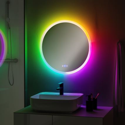 Brilagi - LED RGBW Дзеркало для ванної з підігрівом CLARA PRO LED/18,5Вт/230В діам. 60 см IP44 CRI 90 з регулюванням яскравості + CCT