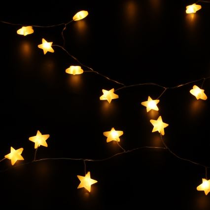 Brilagi - LED-різдвяна гірлянда 40xLED/3xAA 1,8m тепле біле світло, у формі зірок