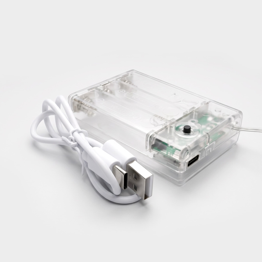 BRILAGI - LED різдвяна штора 77xLED/3xAA/USB 3,8m сніжинки холодний білий