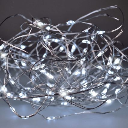 Brilagi - LED рождественская гирлянда, 100 светодиодов, питание 3×AA, 10 м, холодный белый