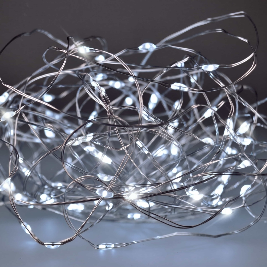 Brilagi - LED рождественская гирлянда, 100 светодиодов, питание 3×AA, 10 м, холодный белый