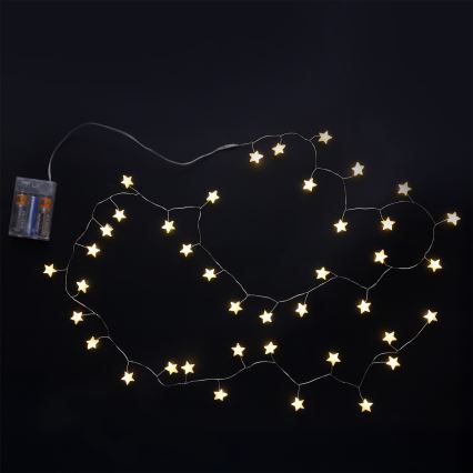 BRILAGI - LED Рождественская гирлянда 40xLED/3xAA 1,8m тёплые белые звёзды