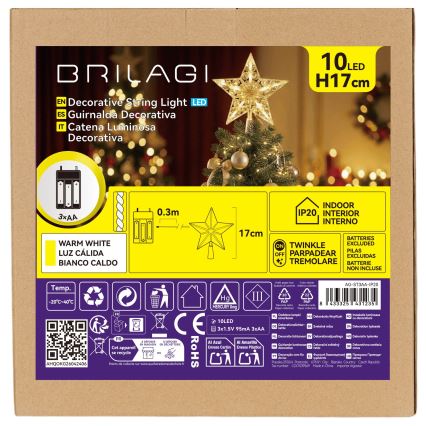 BRILAGI - LED рождественская декорация LED/3xAA 17 см звезда, тёплый белый свет