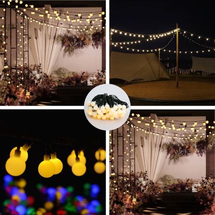 Brilagi - солнечная декоративная LED-гирлянда BUBBLE, 50 светодиодов / 8 режимов, 7 м, IP65, тёплый белый, 600 mAh