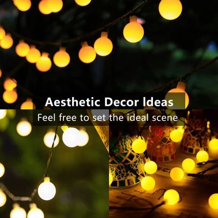 Brilagi - солнечная декоративная LED-гирлянда BUBBLE, 50 светодиодов / 8 режимов, 7 м, IP65, тёплый белый, 600 mAh