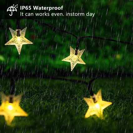 Brilagi - LED сонячний декоративний гірлянд STARS 50xLED/8 функцій 7м IP65 тепле біле світло 600 мАг