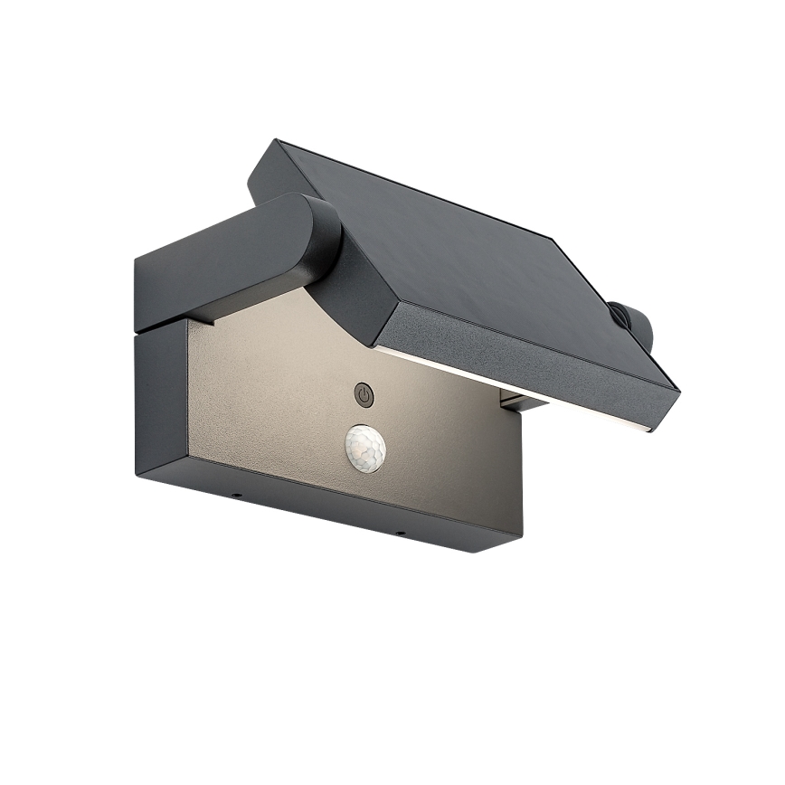 Brilagi - LED сонячний настінний світильник з датчиком руху та сутінків ANKLE LED/10W/3,7V 3000 mAh 3000K IP65 антрацит