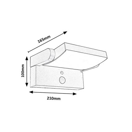 Brilagi - LED сонячний настінний світильник з датчиком руху та сутінків ANKLE LED/10W/3,7V 3000 mAh 3000K IP65 антрацит