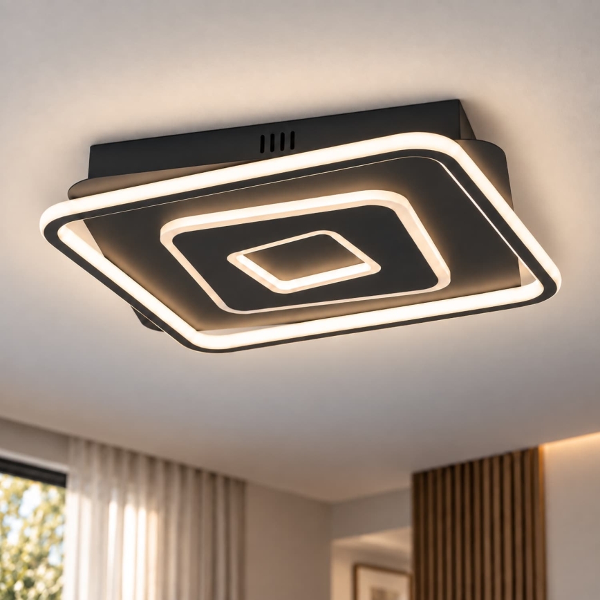 BRILAGI - LED стельовий світильник IRIS з регулюванням яскравості LED/98W/230V 3000-6000K 50x50 см чорний + з дистанційним пультом керування