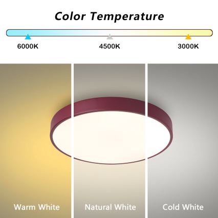 Brilagi - LED затемнюваний стельовий світильник POOL LED/48W/230V 3000-6000K, діаметр 40 см, бордовий + дистанційне керування