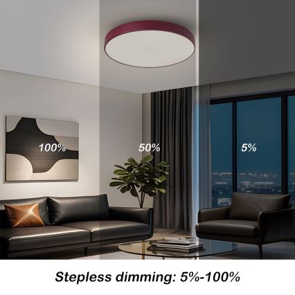 Brilagi - LED затемнюваний стельовий світильник POOL LED/48W/230V 3000-6000K, діаметр 40 см, бордовий + дистанційне керування