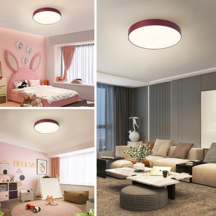 Brilagi - LED затемнюваний стельовий світильник POOL LED/48W/230V 3000-6000K, діаметр 40 см, бордовий + дистанційне керування