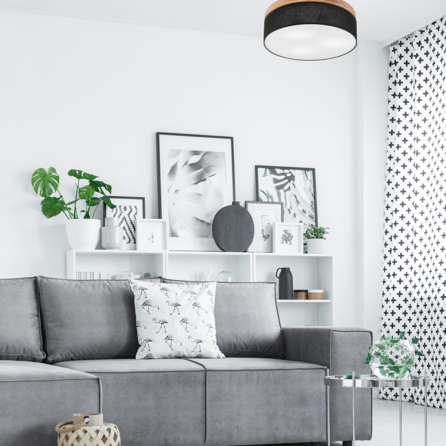 Brilagi - Світильник стельовий LED BELLADONNA 3xE27/15W/230V діам. 50 см чорний/дуб