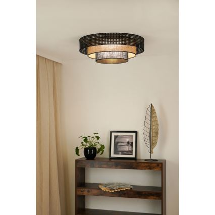 Brilagi - Світлодіодний стельовий світильник DAKOTA LUNETA LED/12W/230V діам. 60 см 3000K/4000K/6400K чорний/ротанг