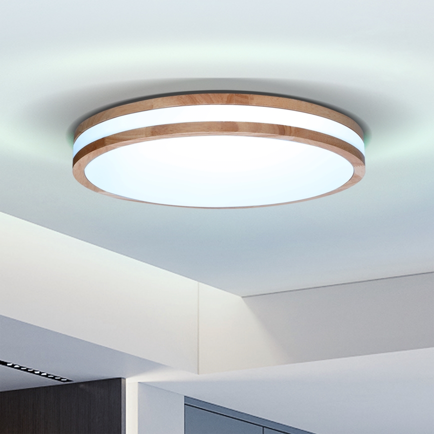 Brilagi - Світильник стельовий світлодіодний димований MOLINA LED/48W/230V 3000-6500K дуб діам. 38 см + дистанційне керування