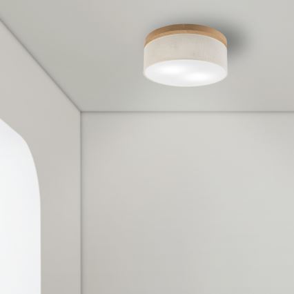 Brilagi - LED Стельовий світильник BELLADONNA 2xE27/15W/230V діаметр 40 см кремовий/дуб