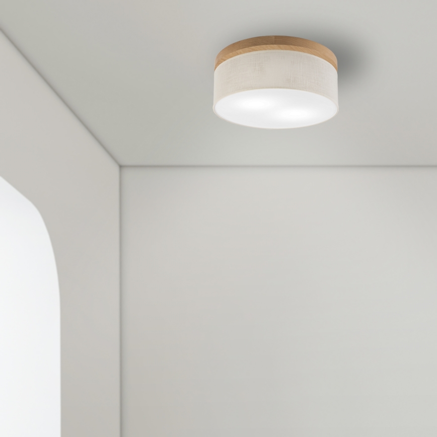 Brilagi - LED Стельовий світильник BELLADONNA 2xE27/15W/230V діаметр 40 см кремовий/дуб