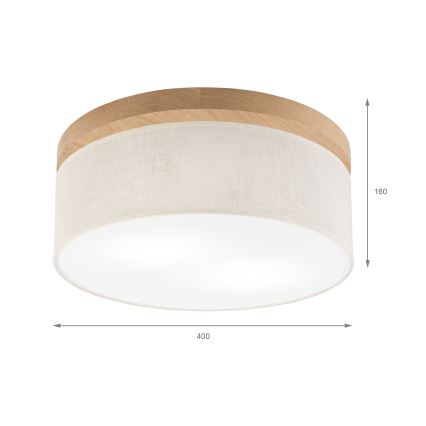 Brilagi - LED Стельовий світильник BELLADONNA 2xE27/15W/230V діаметр 40 см кремовий/дуб