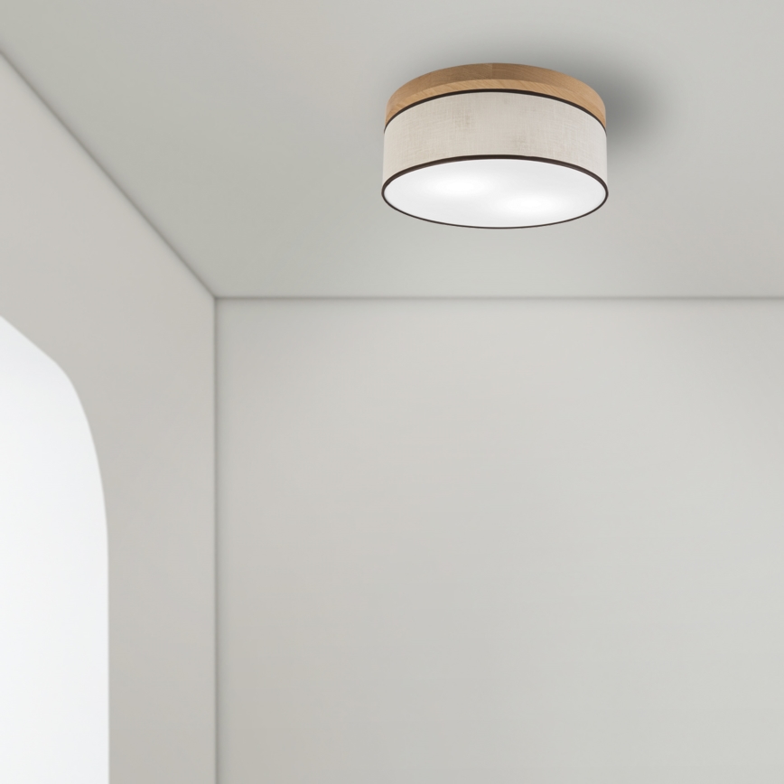 Brilagi - LED Стельовий світильник BELLADONNA 2xE27/15W/230V діаметр 40 см кремовий/дуб