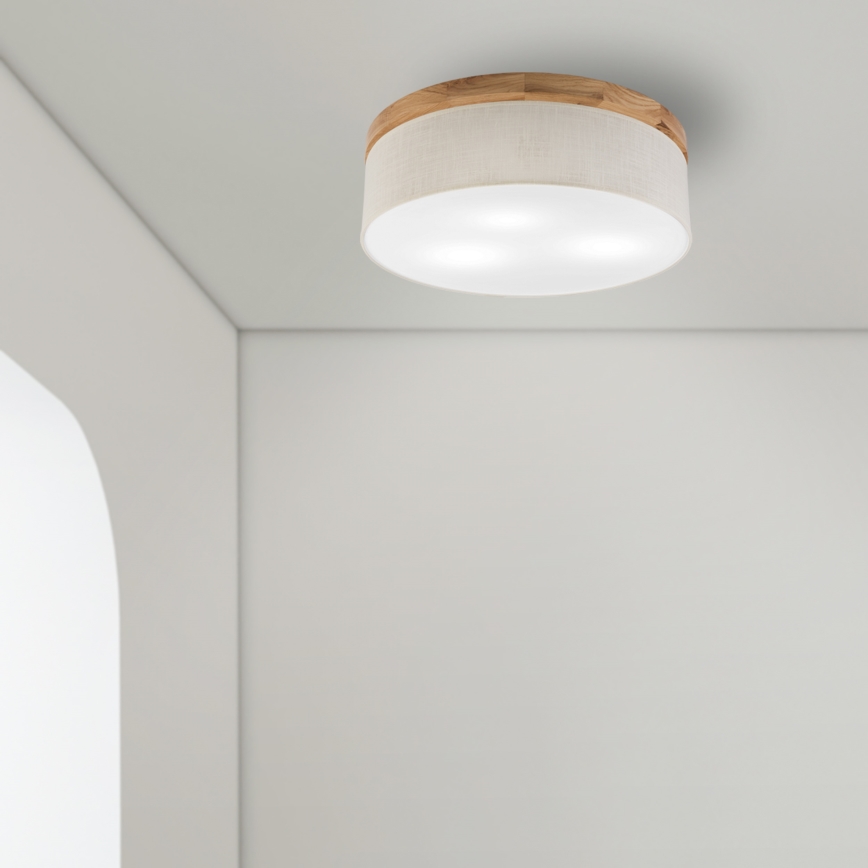 Brilagi - LED Стельовий світильник BELLADONNA 3xE27/15W/230V діаметр 50 см кремовий/дуб