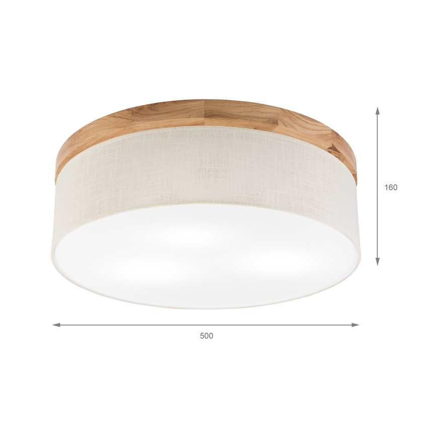 Brilagi - LED Стельовий світильник BELLADONNA 3xE27/15W/230V діаметр 50 см кремовий/дуб