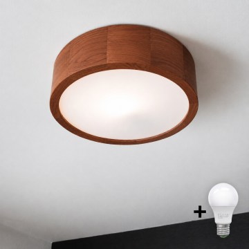 Brilagi - LED стельовий світильник CARVALHO 1xE27/15W/230V, дуб/вишня, діаметр 27 см
