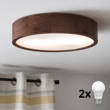 Brilagi - LED стельовий світильник CARVALHO 2xE27/15W/230V дуб-горіх, діаметр 37 см