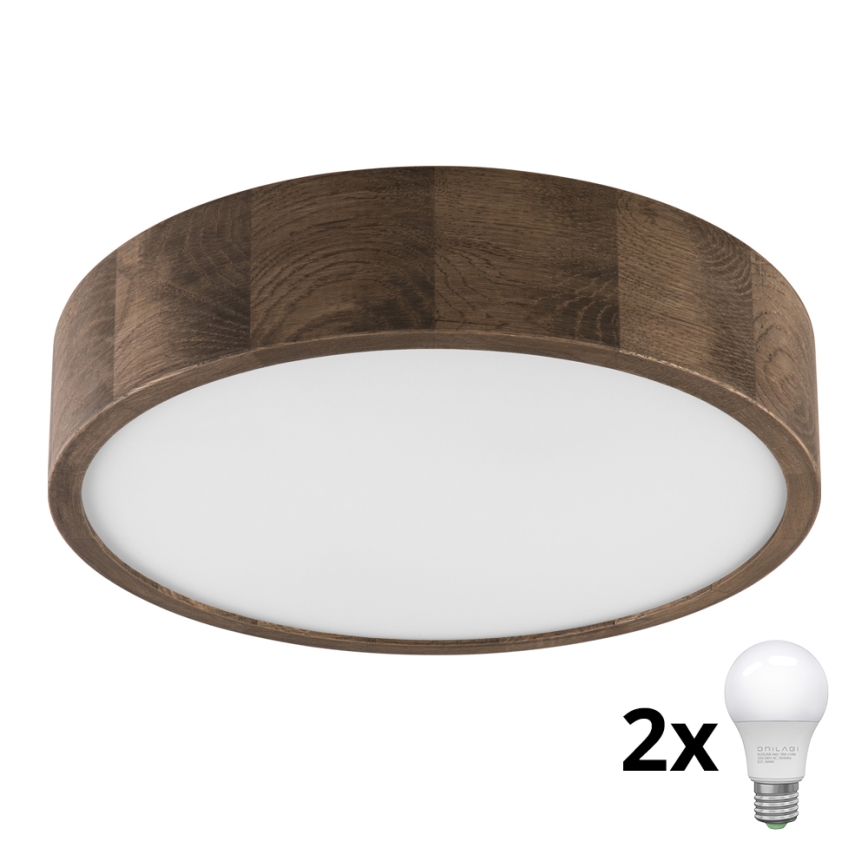 Brilagi - LED Стельовий світильник CARVALHO 2xE27/60W/230V дуб діаметр 37 см