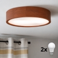BRILAGI - LED-стельовий світильник CARVALHO 2×E27/15 Вт/230 В дуб/вишня, діаметр 37 см