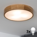 BRILAGI - LED стельовий світильник CARVALHO 3×E27/15 Вт/230 В, дуб, діаметр 47,5 см