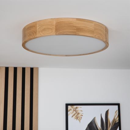 BRILAGI - LED стельовий світильник CARVALHO 3×E27/15 Вт/230 В, дуб, діаметр 47,5 см