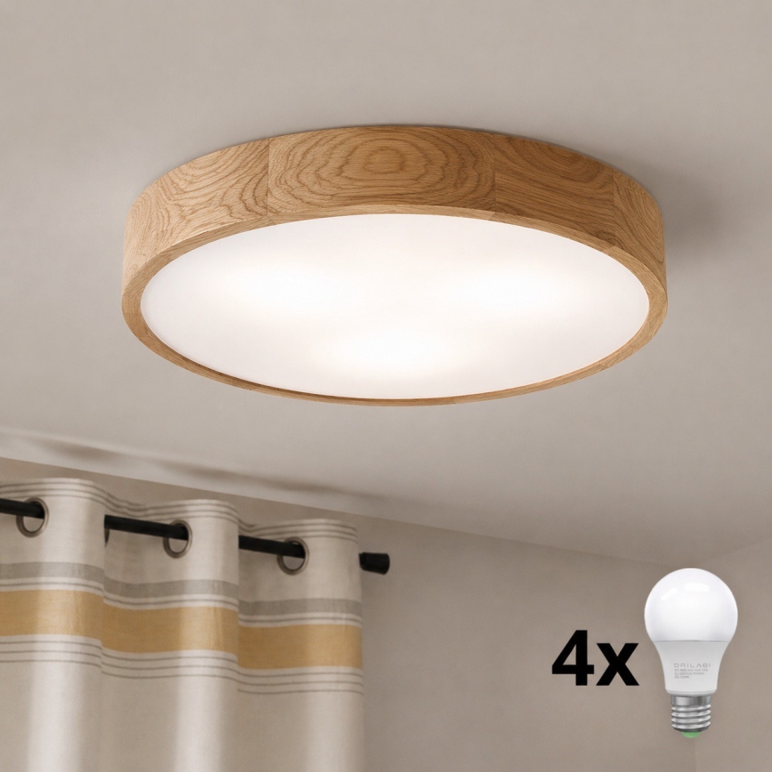 Brilagi - LED стельовий світильник CARVALHO 4xE27/240W/230V дубовий, діаметр 57,5 cm