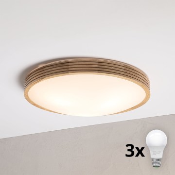 Brilagi - LED стельовий світильник CARVALHO MODERN SLIM 3xE27/60W/230V Ø 47,5 см дуб